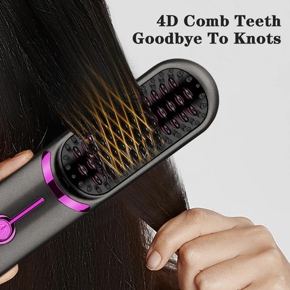 Brosse Lissante Sans Fil Multifonction – Chauffe Rapide & Anti-Brûlure